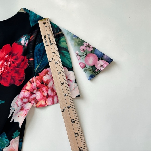 Calvin Klein Women Black Floral Sheath Dress Size 4 Knee Length - Picture 6 of 14